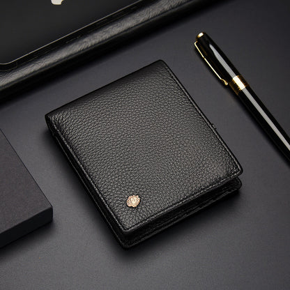 Men's Leather Simple Short Horizontal First Layer Cowhide Men's Wallets