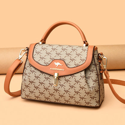 Classy Women's Fashion Color Contrast Printed Shoulder Bags