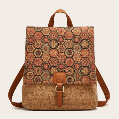 Women's Fashion Vintage Printed Bark Flap Large Backpacks