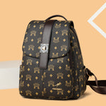 Large soft leather women's backpack by Rirati featuring trendy design and spacious interior, shown in black with stylish details.