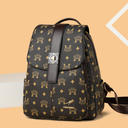 Large soft leather women's backpack by Rirati featuring trendy design and spacious interior, shown in black with stylish details.