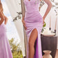Ladivine OC021 Long Iridescent Fitted Gown Leg Slit Embellished Details