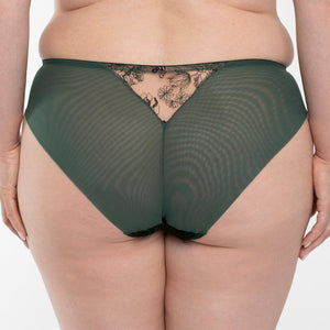Samanta Ola Malachite Velvet Sheer Embroidered Brief Panty-1