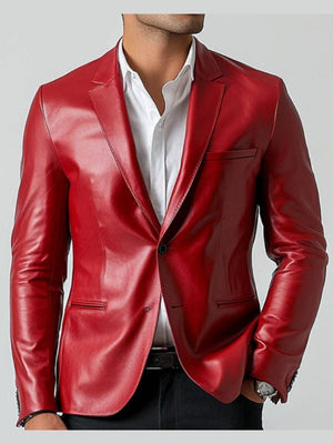Men's white leather blazer by Martin Jackets, stylish red leather blazer with tailored fit and sleek design, perfect for sophisticated looks.