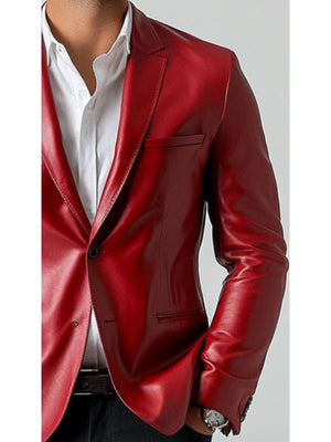 Men's white leather blazer by Martin Jackets, featuring a sleek design and premium leather finish for a sophisticated look.