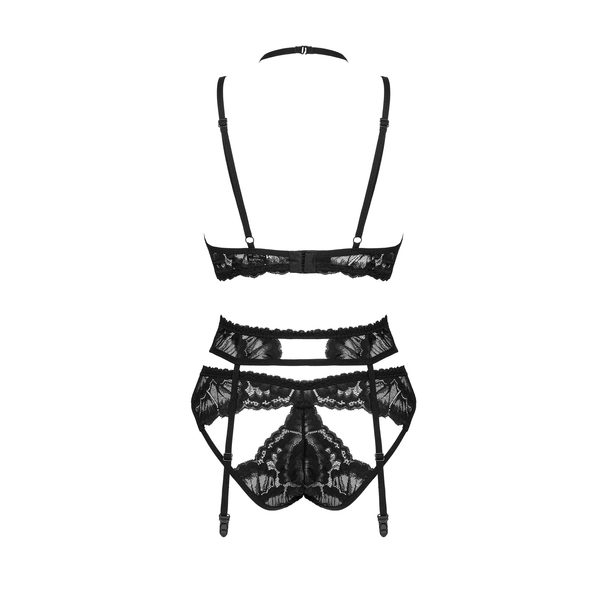 Obsessive Alessya Sheer Mesh Lace 3 Piece Lingerie Set-3