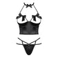 Obsessive Delishya Black Open Cup Corset & String-2