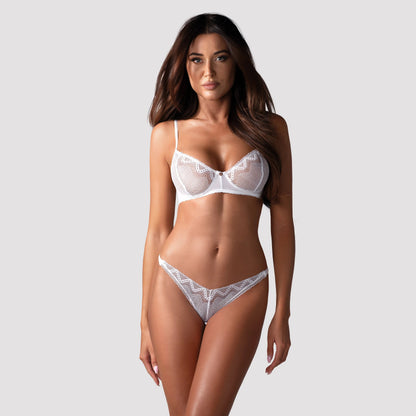 Sexy Sheer Demi Bra & Thong Panty Obsessive Alissium-0