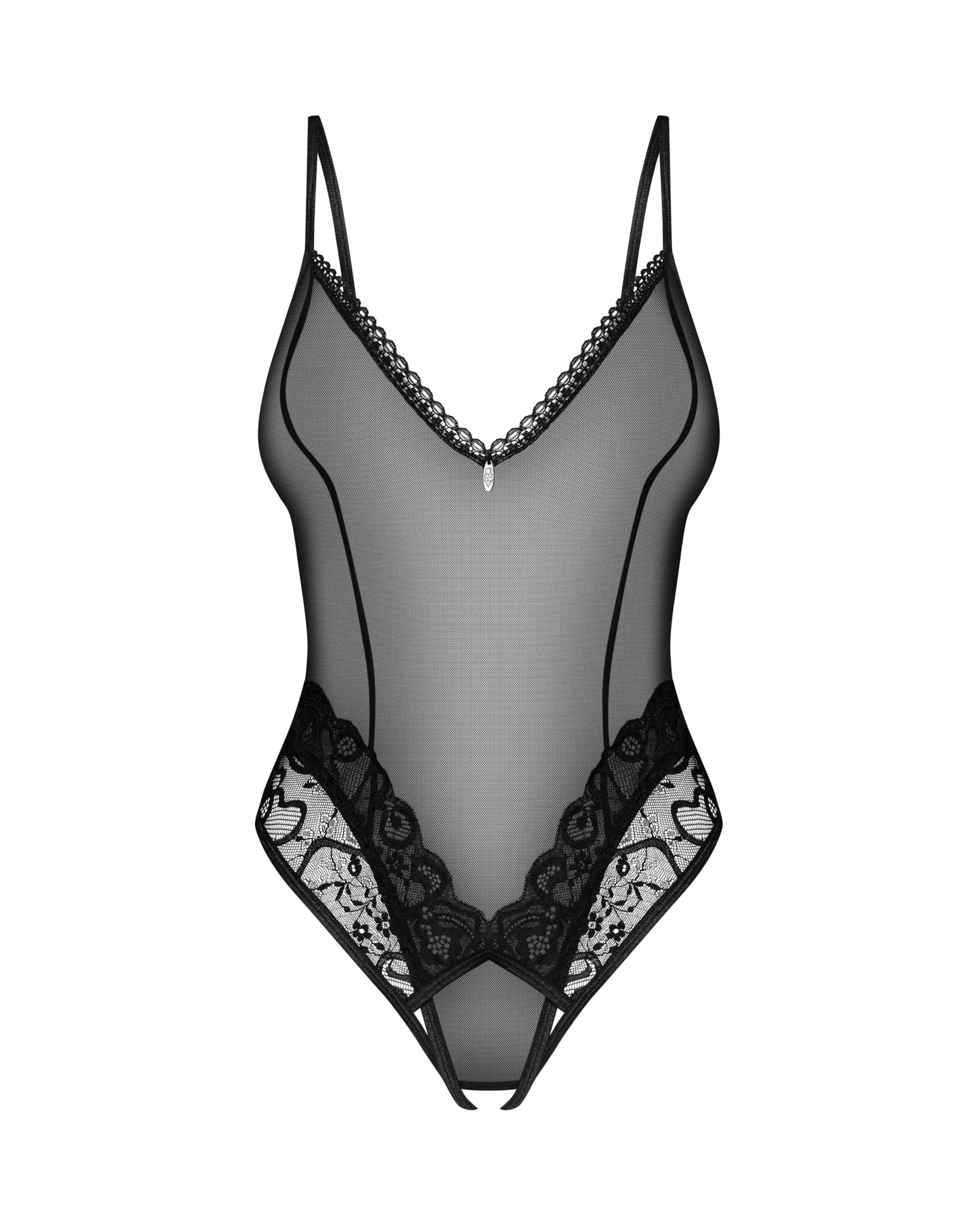 Sheer High Leg Crotchless Lace Bodysuit Blomentis-3