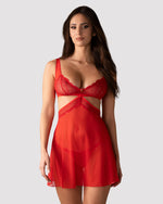 Cupide Desir Red Lace Babydoll & Thong Lingerie Set-0