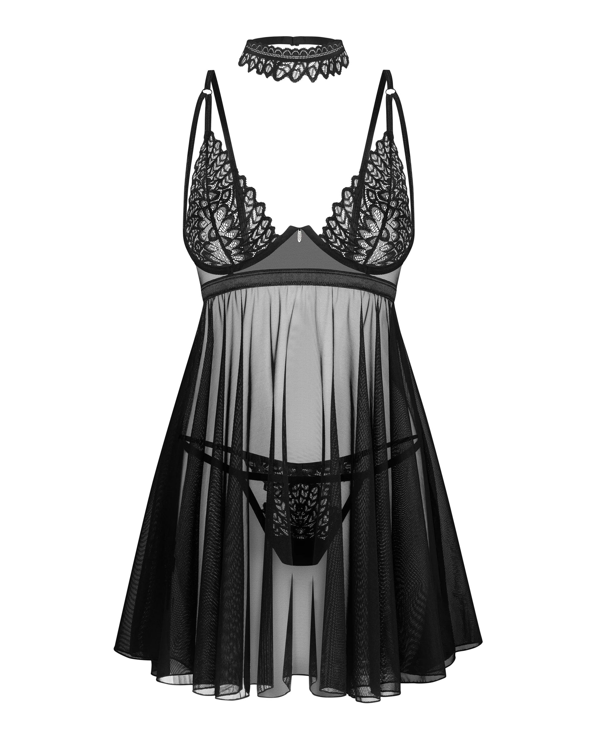 Obsessive Donarella Sheer Mesh Babydoll & String Panty-2