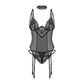 Obsessive Donarella Sheer Mesh Lace Corset & String Panty-4