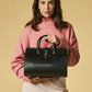 Oriana (black) - Italian calf leather women's handbag (with shoulder strap)