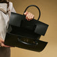 Oriana (black) - Italian calf leather women's handbag (with shoulder strap)