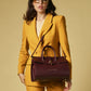Oriana (eggplant) - Italian calf leather women's handbag (with shoulder strap)
