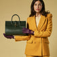 Oriana (green) - Italian calf leather women's handbag (with shoulder strap)