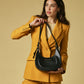 Ornella (black) - Italian calf leather women's crossbody bag (with shoulder strap)