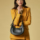 Ornella (black) - Italian calf leather women's crossbody bag (with shoulder strap)