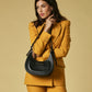Ornella (black) - Italian calf leather women's crossbody bag (with shoulder strap)