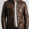 Oscar Leather Brown Jacket - Men Leather Jacket Brown - Brown