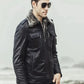 Aurora Mens Black Sheepskin Leather Faux Shearling Jacket