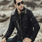 Aurora Mens Black Sheepskin Leather Faux Shearling Jacket