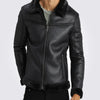 Brave Black Shearling Leather Jacket - Red