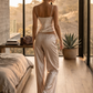 Trophy Yoga matte satin lounge pants in a relaxed fit, made in USA