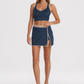 Trophy Yoga built-in shorts golf skirt in blue, Made in USA