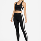 Trophy Yoga side split yoga leggings made in USA, shown in black with ankle-length design