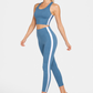 Trophy Yoga side split yoga leggings made in USA, shown in black with ankle-length fit