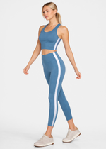 Trophy Yoga side split yoga leggings made in USA, shown in black with ankle-length fit