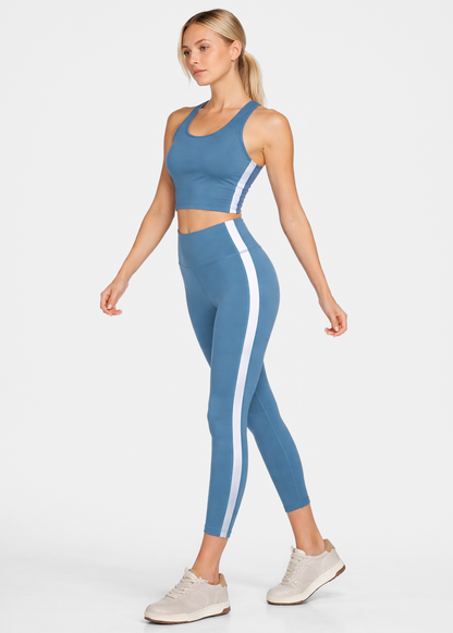 Trophy Yoga side split yoga leggings made in USA, shown in black with ankle-length fit