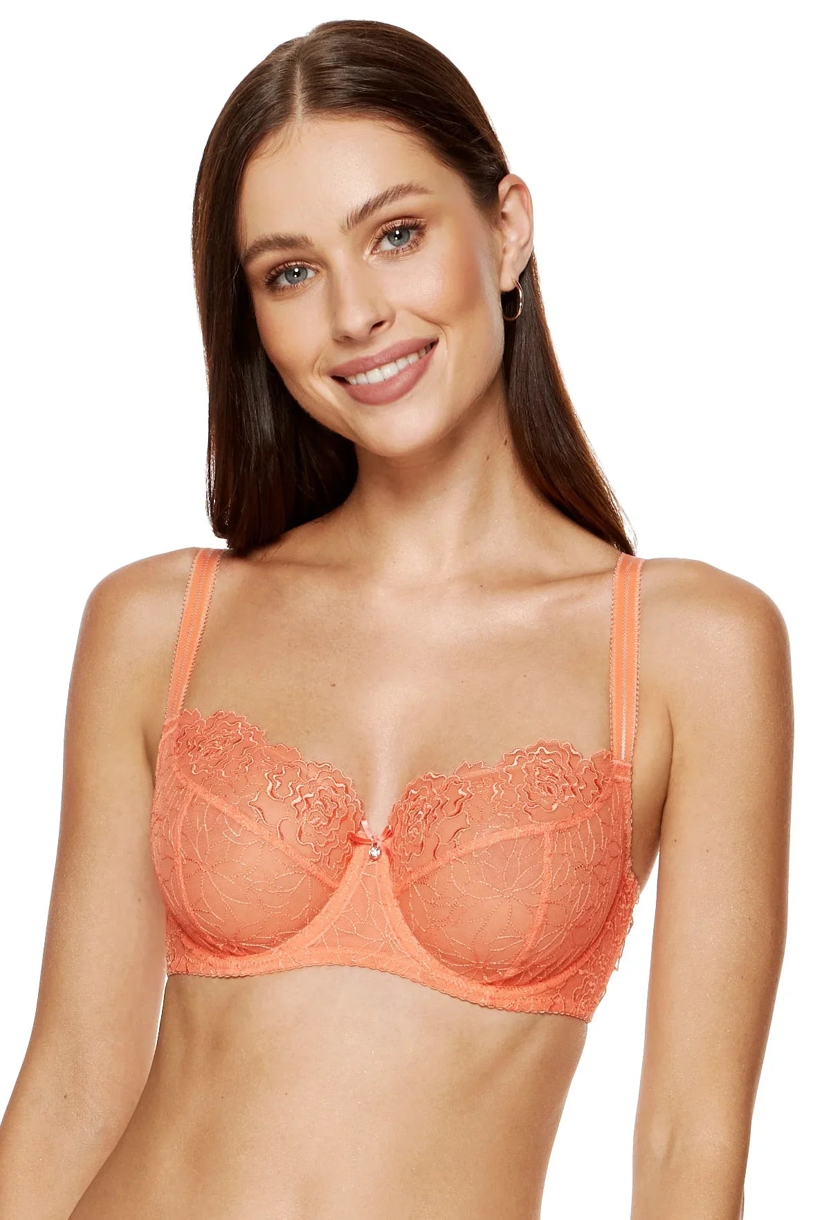 Gorteks Pamela Peach Sheer Mesh Balconette Bra-0