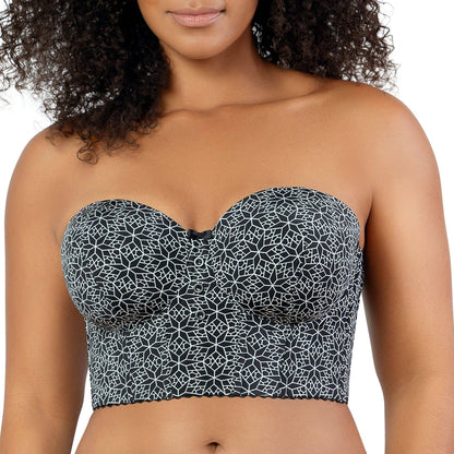Marissa Full Bust Longline Strapless Bra - Black Mosaic