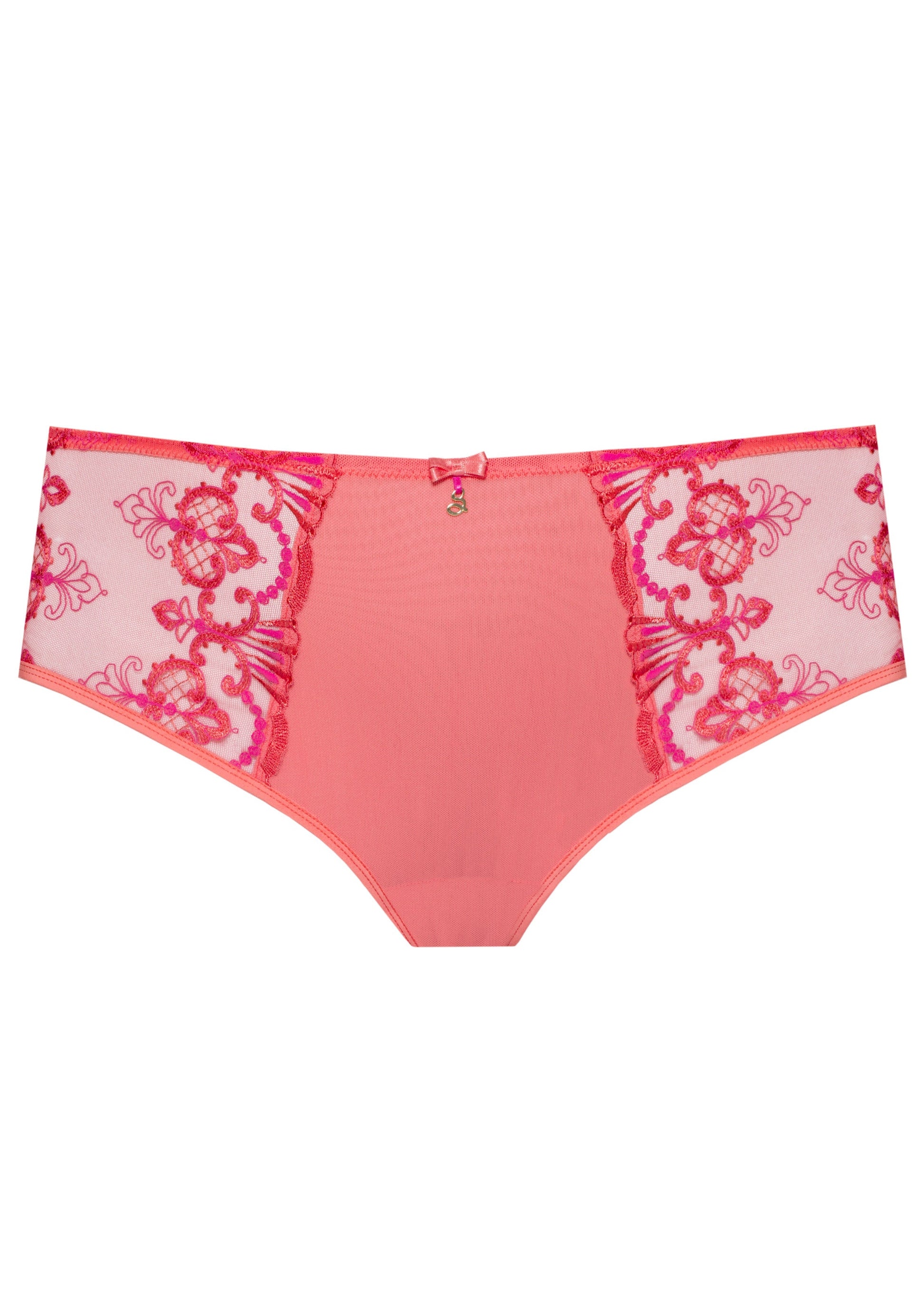 Samanta Perla Coral Sheer Mesh Tulle Embroidered Brief Panty-2