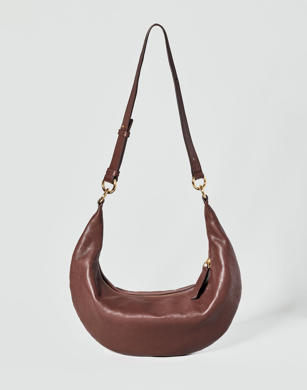 HYER GOODS Piccola Ring Bag hobo bag in Bordeaux color with circular handle and compact design.