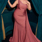 Ladivine PT004C Long Chic One Shoulder Stretch Satin Side Sash Gown