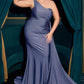 Ladivine PT004C Long Chic One Shoulder Stretch Satin Side Sash Gown