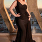 Ladivine PT004C Long Chic One Shoulder Stretch Satin Side Sash Gown