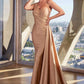 Ladivine PT004 Long Chic One Shoulder Stretch Satin Side Sash Gown