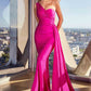 Ladivine PT004 Long Chic One Shoulder Stretch Satin Side Sash Gown