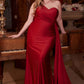 Ladivine PT004C Long Chic One Shoulder Stretch Satin Side Sash Gown
