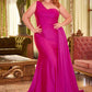 Ladivine PT004C Long Chic One Shoulder Stretch Satin Side Sash Gown