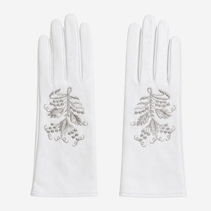 PZ01G (white) – Unlined Italian lambskin embroidered dress gloves