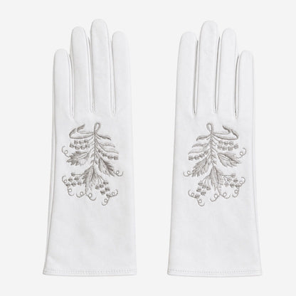 PZ01G (white) – Unlined Italian lambskin embroidered dress gloves