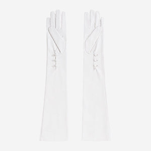 PZ01W14G (white) - Unlined Italian lambskin 16-button opera gloves with embroidery