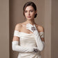 PZ01W14G (white) - Unlined Italian lambskin 16-button opera gloves with embroidery