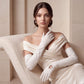 PZ01W14W (white) - Unlined Italian lambskin 16-button opera gloves with embroidery