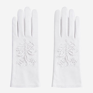 PZ01 (white) – Embroidered unlined Italian lambskin opera gloves